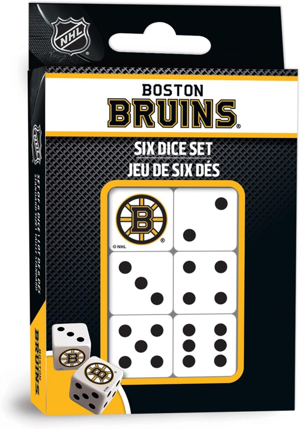 Masterpieces Game Day - NHL Boston Bruins -- 6 Piece Team Logo Dice Set - D6 Standard Size