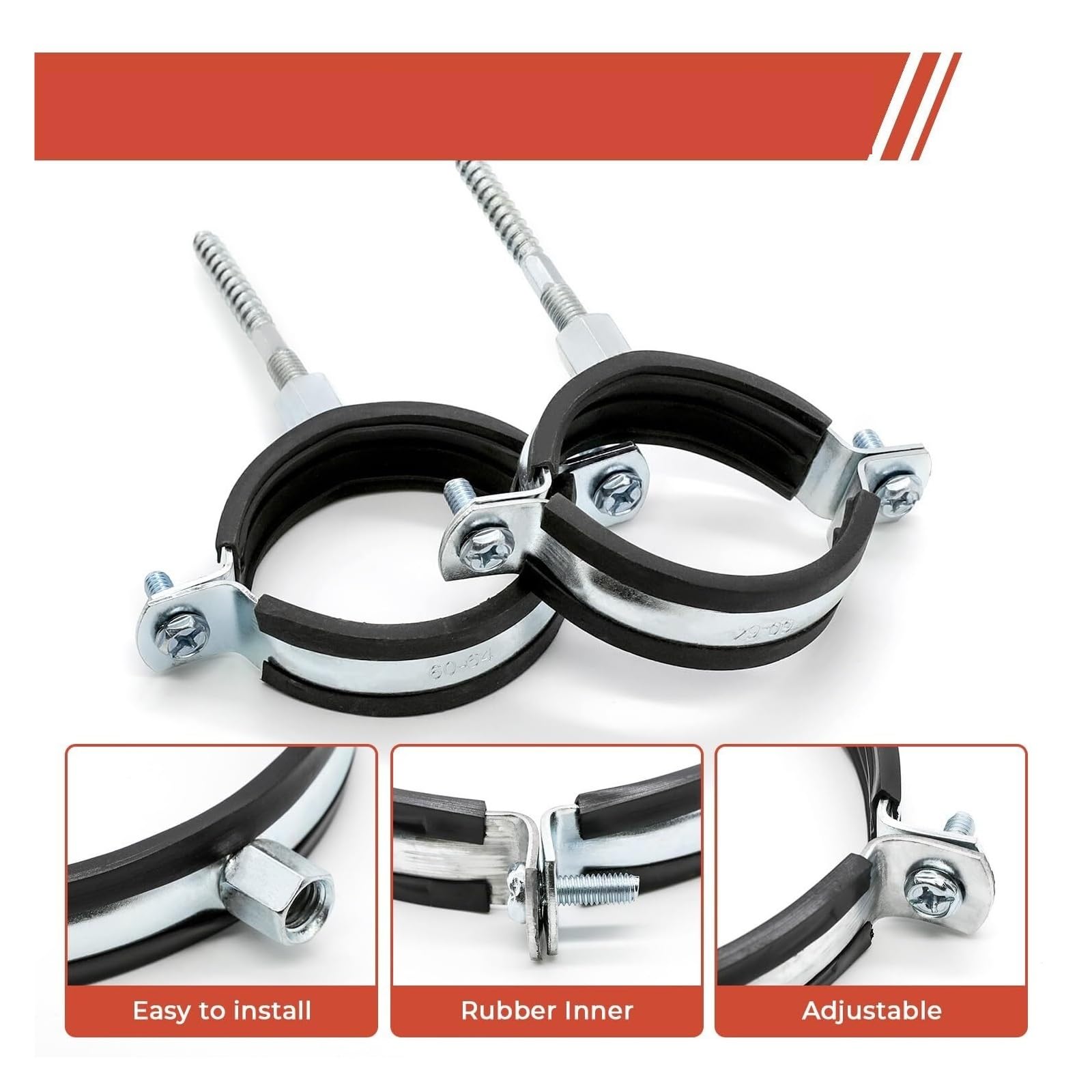 12 szt. Metalowy zacisk rurowy Uchwyt sufitowy ścienny M8 M10 Regulowany za pomocą śruby i rurki rozprężnej(12pcs 32-36mm)