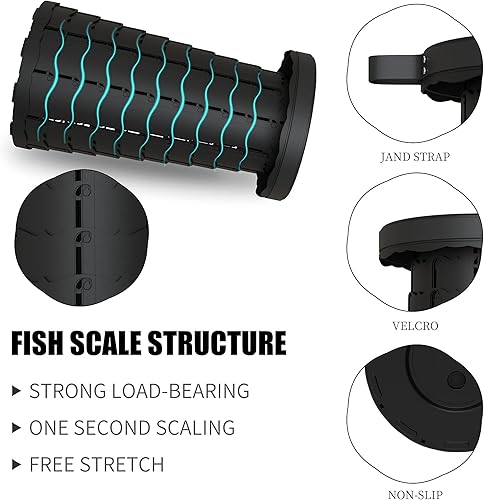 Miniatura 6 de ALEVMOOM Taburete plegable portátil mejorado con cojín, taburete telescópico con pintura, taburete plegable retráctil, capacidad resistente, 440