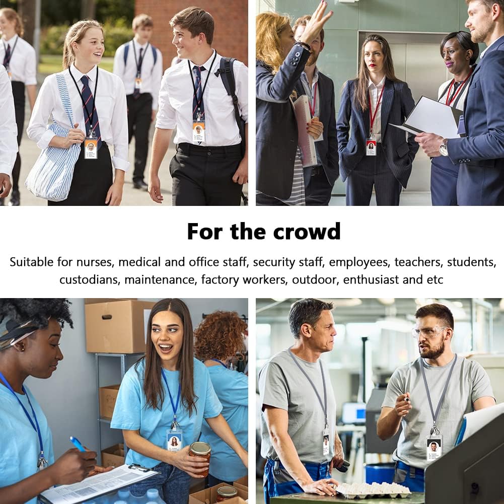 60 Pack Neck Lanyard with ID Badge Holder, Office Strap Bulk Lanyards, Stainless Metal Swivel Hook for Name Tag, Badge Holders, Keychains, Card, Black