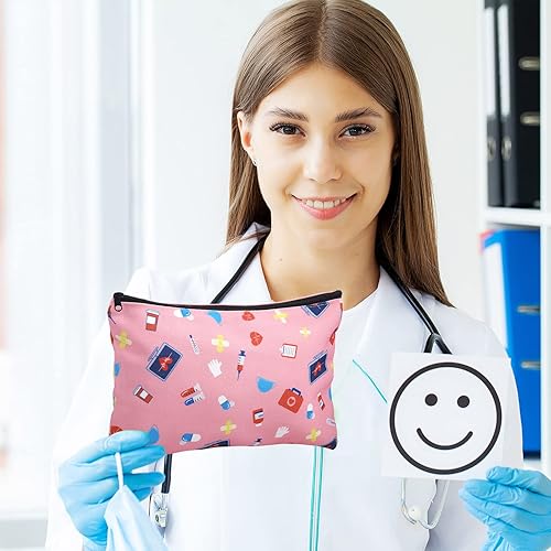 Miniatura 3 de Yahenda 10 bolsas de maquillaje para enfermera, regalo de enfermera, bolsa de cosméticos de lona, regalo de cumpleaños de Navidad para enfermeras,
