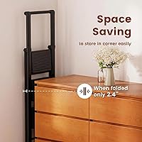 Vista 3 de GameGem Escalera Plegable de Hierro de 4 Escalones Taburete Escalón con Antideslizante y Pedal Ancho para Uso en el Hogar y la Cocina Ahorro de Negro