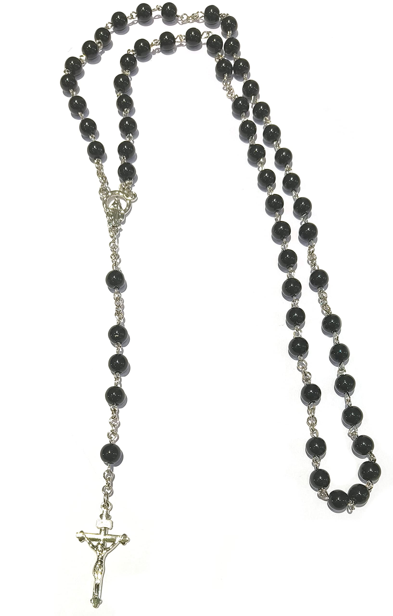 LA BELLEZA Unisex Catholic Religious Saint Praying Black Stone Rosary Beads 6 mm with Jesus Cross for Men Chain for Boys Girls Men and Women (B0BNP1R5R4) Amazon Price History, Amazon Price Tracker