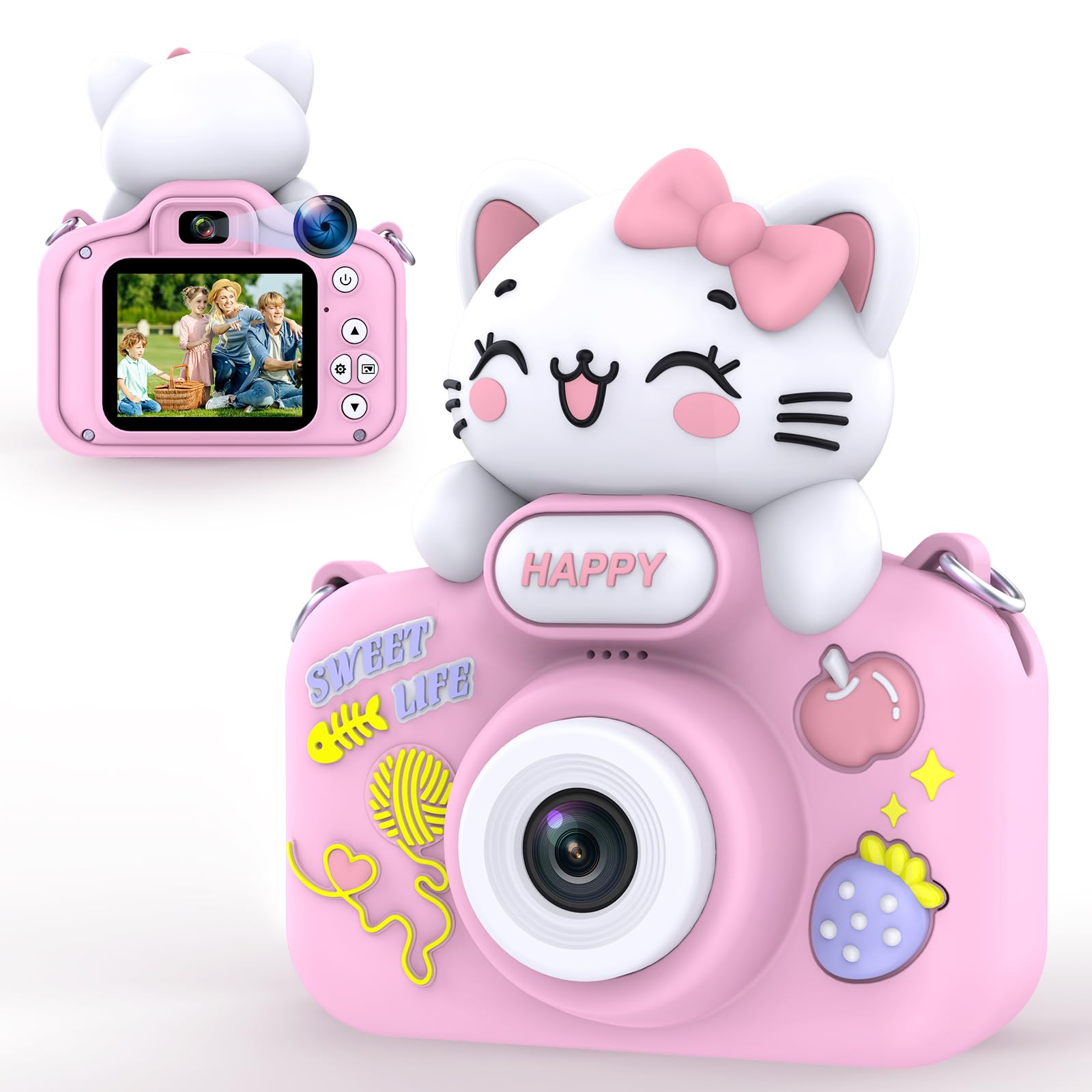 Kids Camera, 1080P Digital Camera with Dual Lens and 8X Zoom, Video Camcorder for Kids with 16GB SD Card, for Boys and Girls Ages 3–8