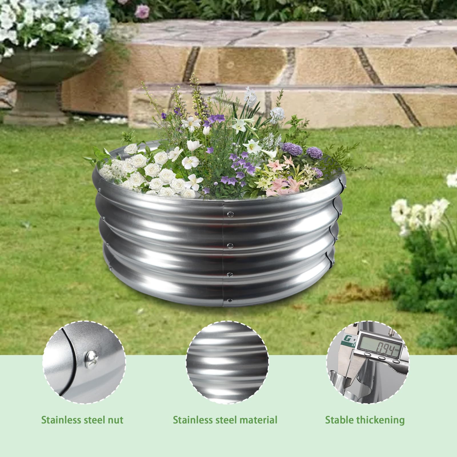 YSEJOMP Anneau De Feu Rond Galvanisé De 152 Cm De Diamètre – Pliable Et Parfait Pour Les Rassemblements Extérieurs Et Les Feux De Camp Dans La Cour, Le Jardin, Le Parc Ou