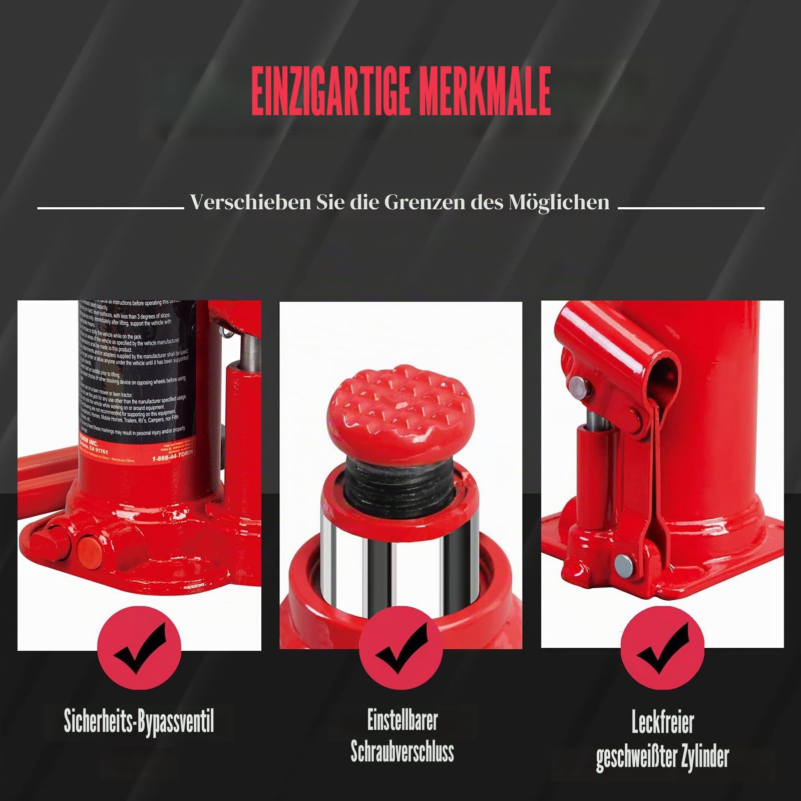 Big Red Torin T90413 Hydraulischer Wagenheber mit Tragetasche, 4 Tonnen (3,6 kg) Tragkraft