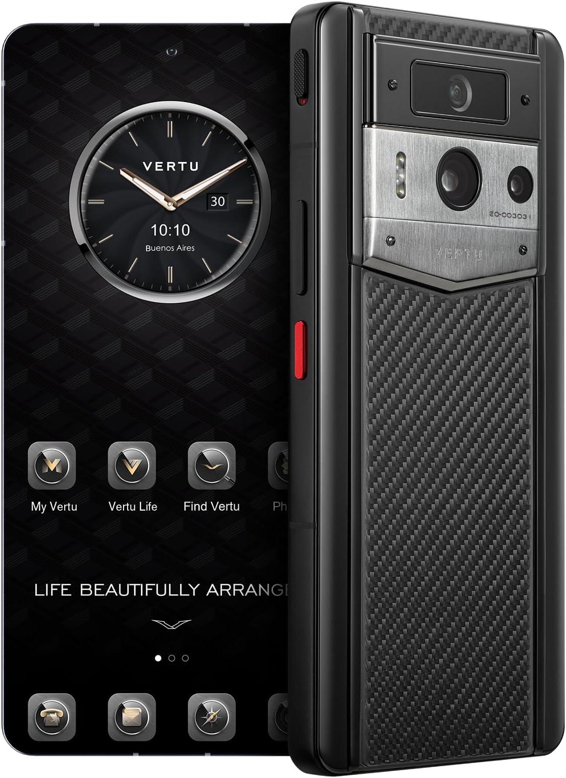 VERTU META 2 Carbon Fiber 5G AI Phone, Unlocked Android Web 3.0 Smartphone, 3 Systems, 50MP Camera, 120Hz 1.5K 1260×2800 AMOLED Display, Dual SIM, 65W Fast Charge (Black(Silver Case), 512 GB)