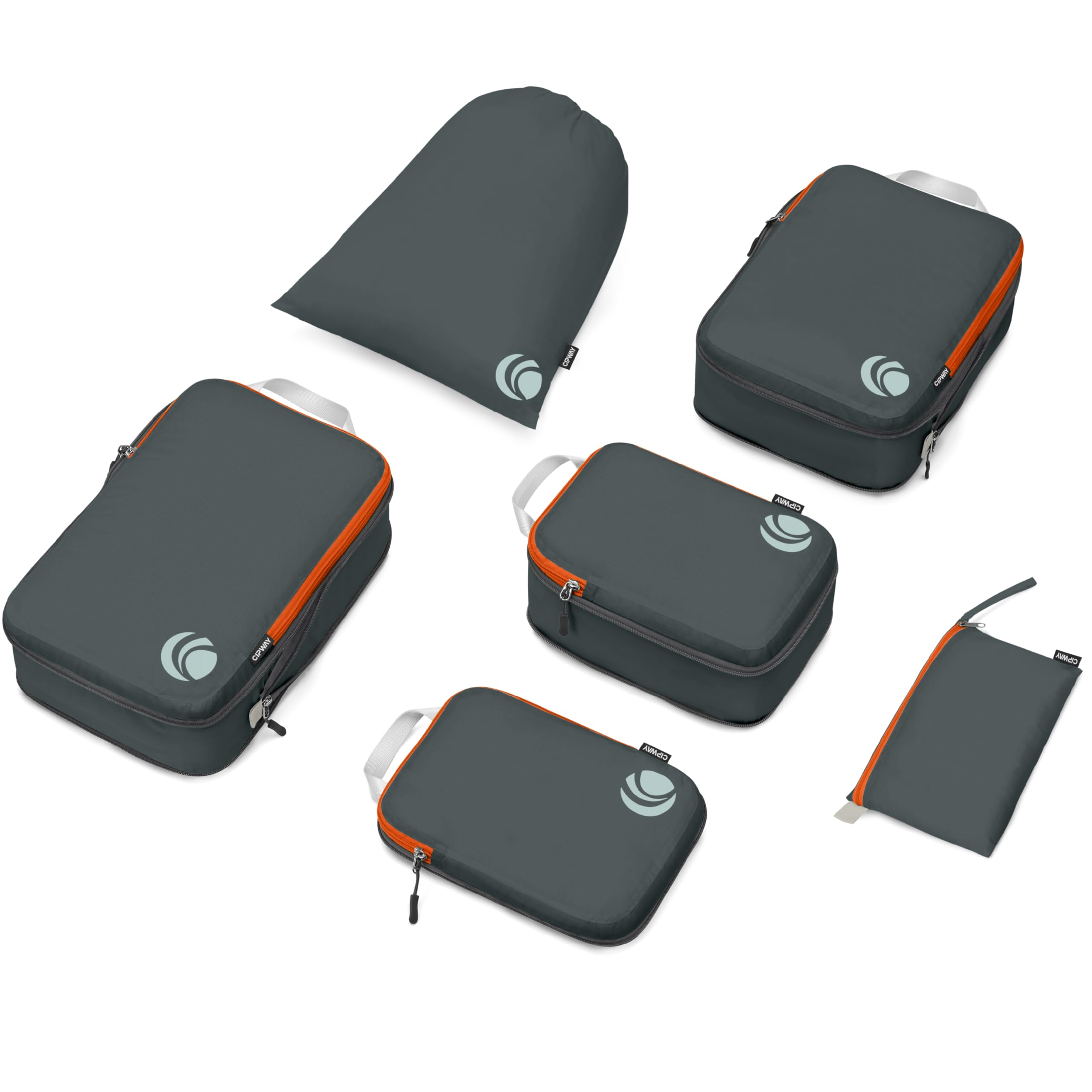 Cipway Compression Packing Cubes Set, Ultralight Expandable Travel Packing Organizers for Carry on Luggage (Grey 6pcs)