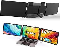 Extensor de tela portátil portátil, monitor portátil de 14 polegadas IPS FHD 1080P 3 monitor externo USB-C para laptops compatível com Windows Mac Travel Work se encaixa em laptops de 14 '-16,5'