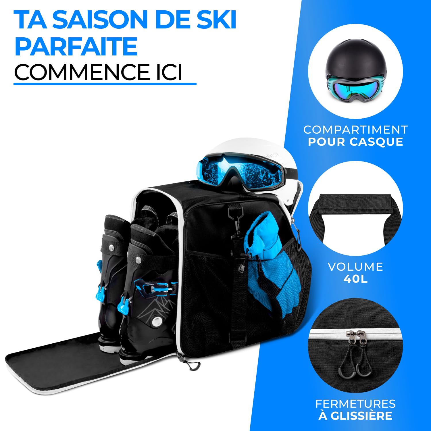 STYNGARD Sac à Chaussures de Ski avec Compartiment pour Casque et Bottes 40 L – Modèle Zermatt