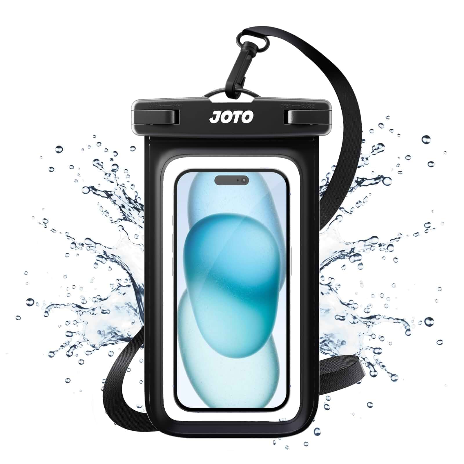 JOTO Up to 7" Universal Waterproof Phone Case for iPhone 17 Air 16 15 14 13 12 11 Plus Pro Max, IPX8 Cellphone Dry Bag XR X SE, Galaxy S23 S22 S21 S20+ S20 S10 Plus Note, Pixel -Black