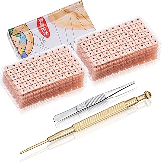 Honoson 1 Set 1200 Pcs Acupressure Ear Beads Ear Counts Acupuncture Acupressure Tools Disposable with Acupuncture Point Chart Probe and Tweezers