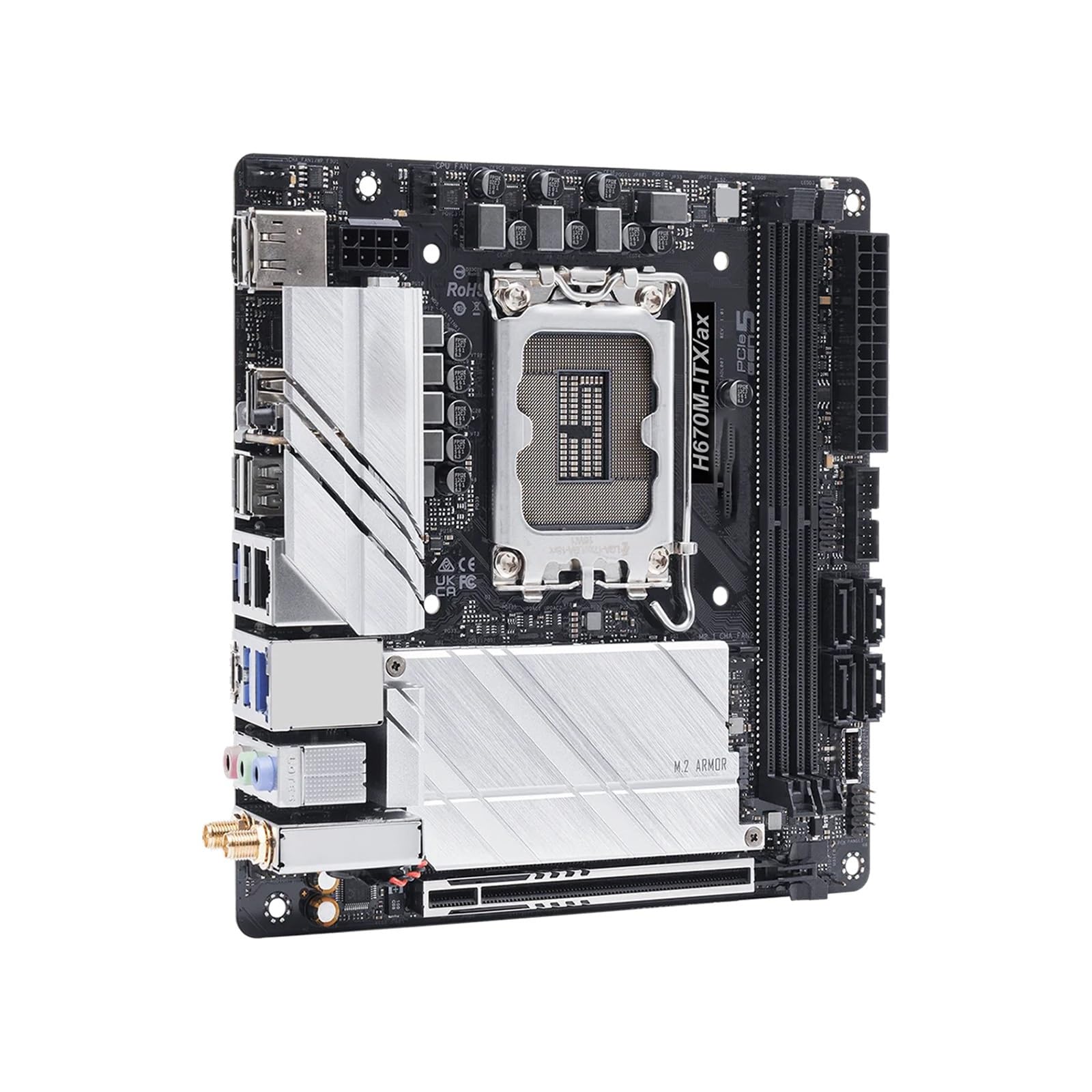 Gaming WiFi Carte mère Fit for ASROCK H670M-ITX/ax Mini-ITX, H670 M.2 LGA1700 2xDDR4 Compatible avec Les processeurs i5-14600, i3-14100, i9-12900 et i5-12400