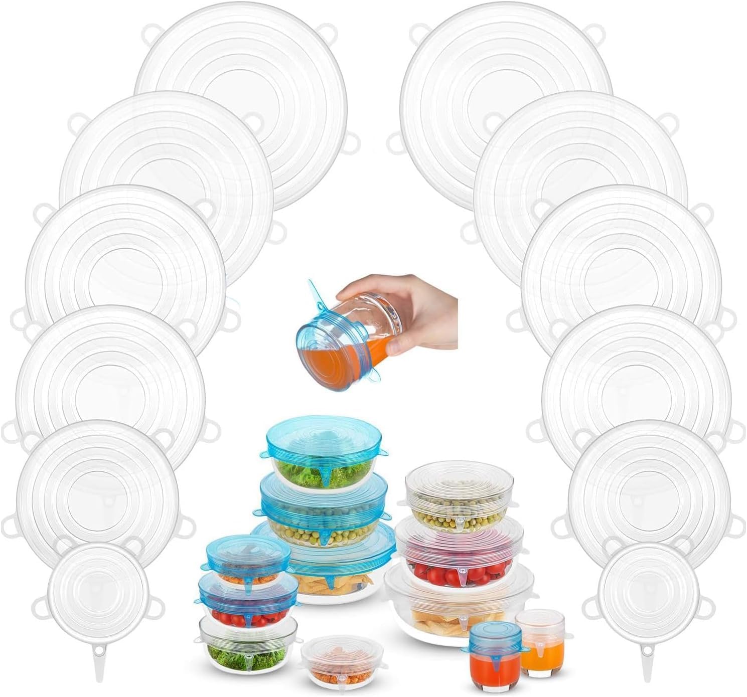 Small Silicone Stretch Lids, 12PCS 2.6"/6.5cm Reusable Silicon Covers