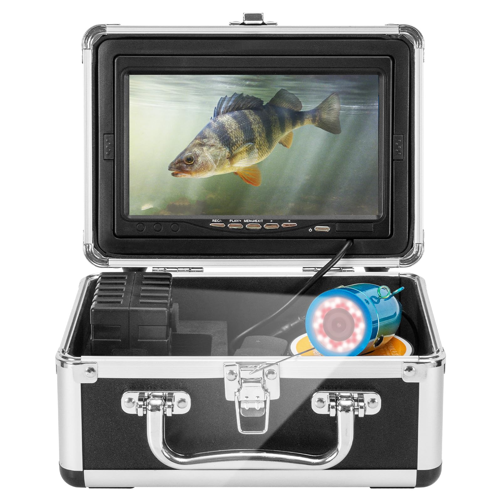 Cámara de pesca subacuática, actualizada a 36 luces HD DVR de 7 pulgadas, cámara de pesca bajo el agua, impermeable, IP68, 1200TVL HD, buscador portátil de peces de pesca en hielo con cable de