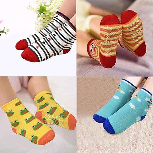 Miniatura 4 de SkiBeaut Calcetines antideslizantes para niños y niñas de 1 a 7 años, 12 pares de calcetines para niños y niñas