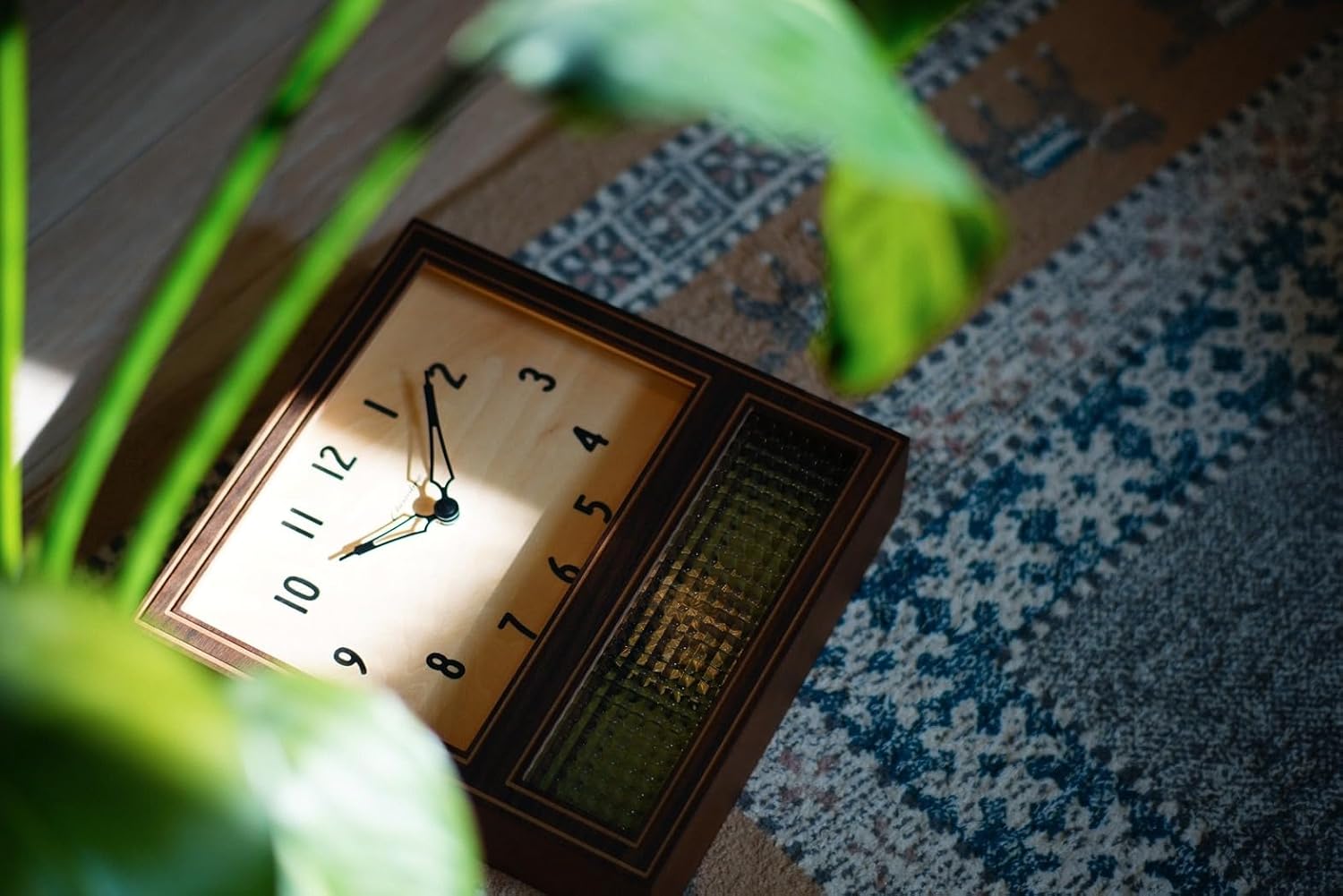 Pendulum Clock Wall Desk Clock Japanese Handcrafted Beech Oak Walnut Solid Wood Clock Non-Ticking Battery Operated Vintage Decorative for Living Room Bedroom Office (057-Walnut)