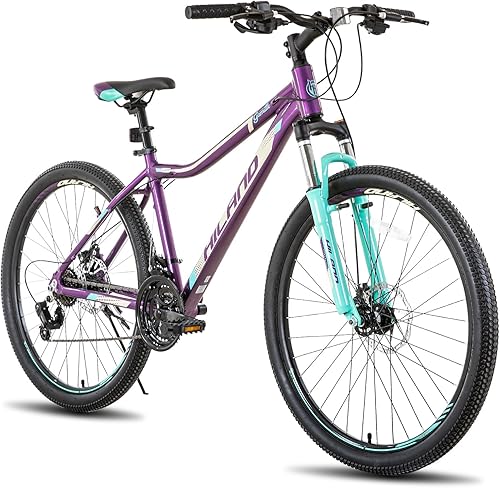HH HILAND Bicicleta de montaña de 20 y 26 pulgadas para mujeres y niñas, 21 velocidades con horquilla de suspensión de bloqueo, marco de aluminio