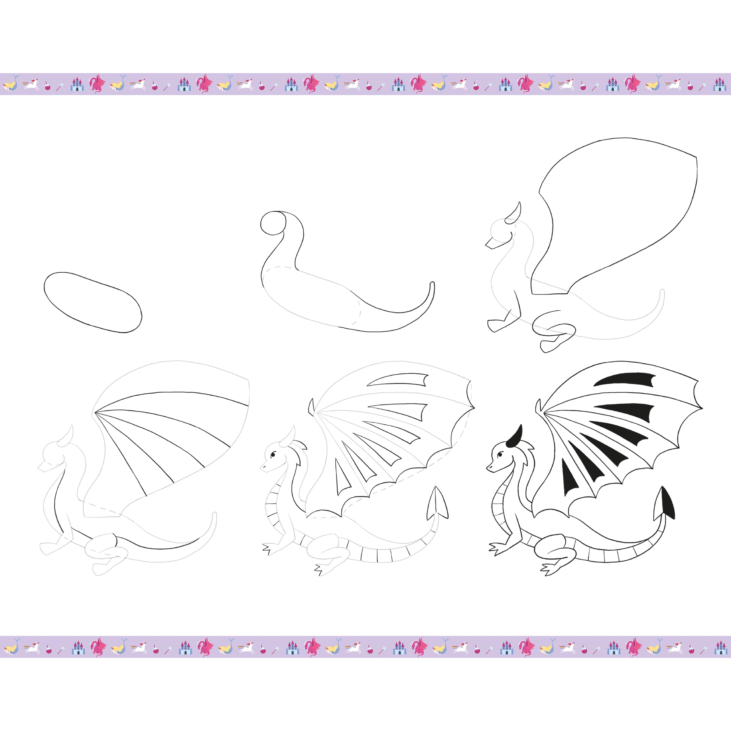 Janod - Step by Step Drawing - Nauka rysowania - 20 modeli fantasy - zestaw rysunkowy dla dzieci - nauka rysowania i koncentracji - od 7 lat - J09153