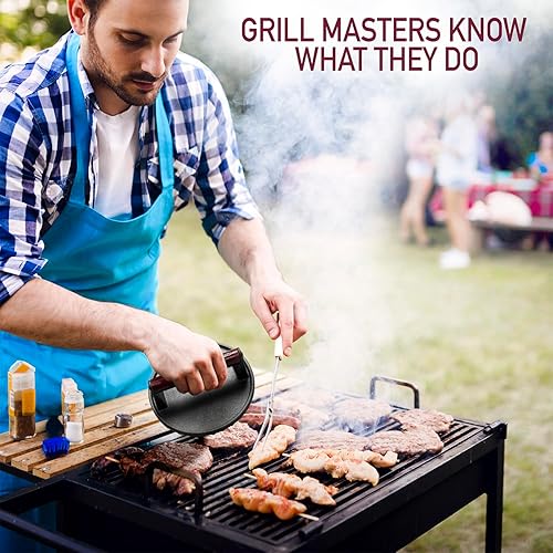 Miniatura 7 de Prensa de tocino de hierro fundido de 7 pulgadas, redonda y rectangular, prensa de hierro fundido de 8 x 4 pulgadas, prensa de carne para tocino,