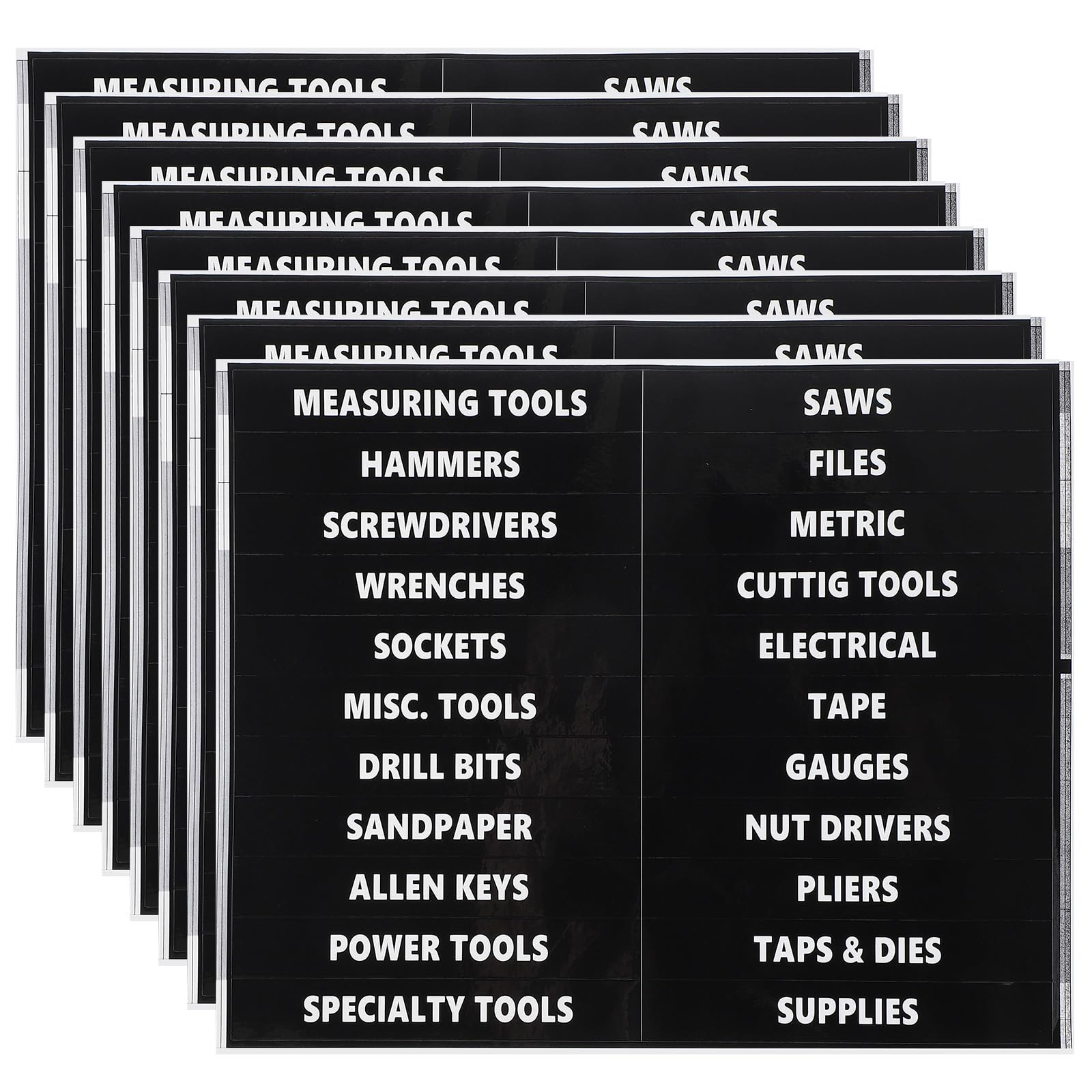 PATIKIL Tool Box Label Sticker, 8 Sheets Machine Organizer Decal Waterproof Tool Box Stickers for Home Industry Black (22 Pcs/Sheet)