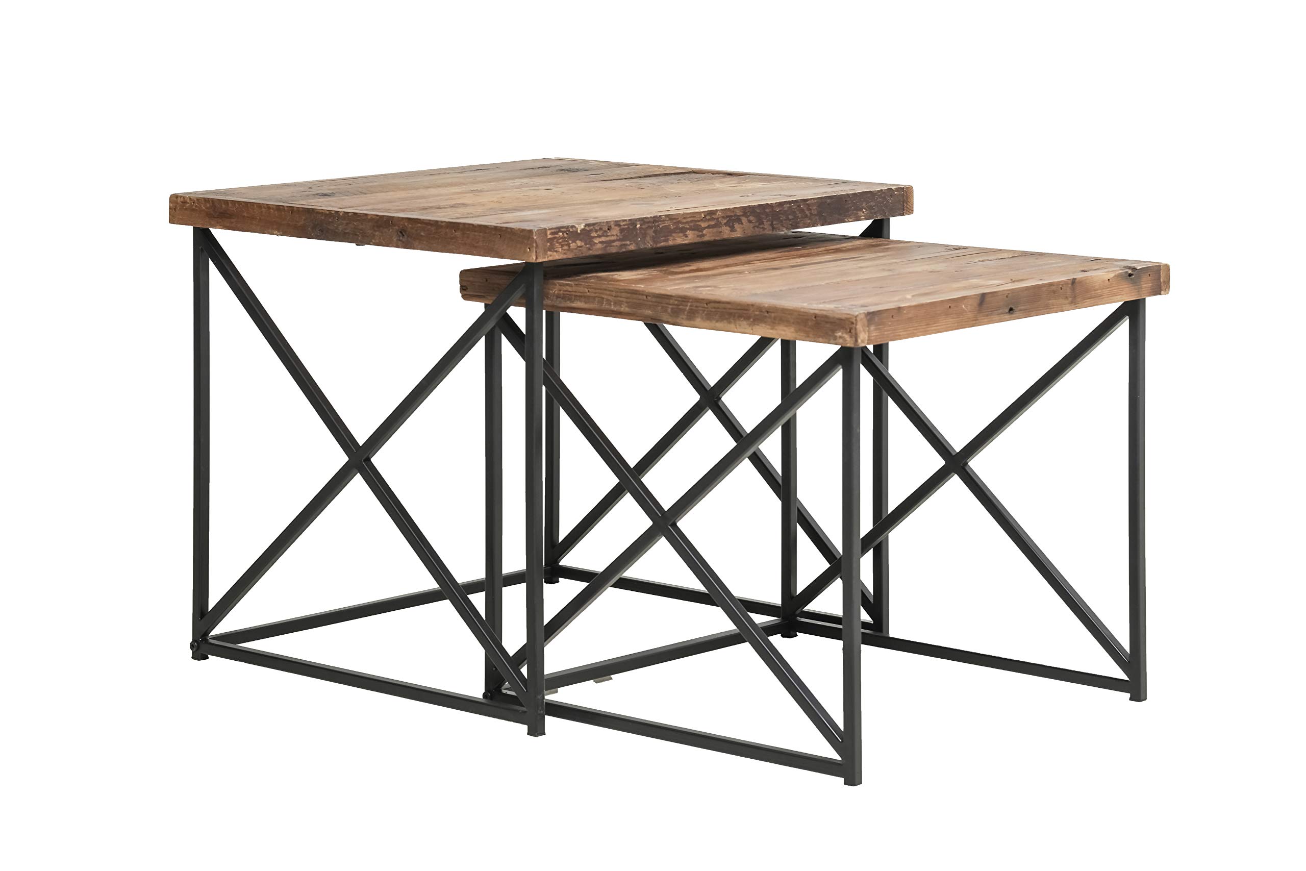Belmont Home Volos Wood and Metal Nesting Tables (Set of 2), Brown