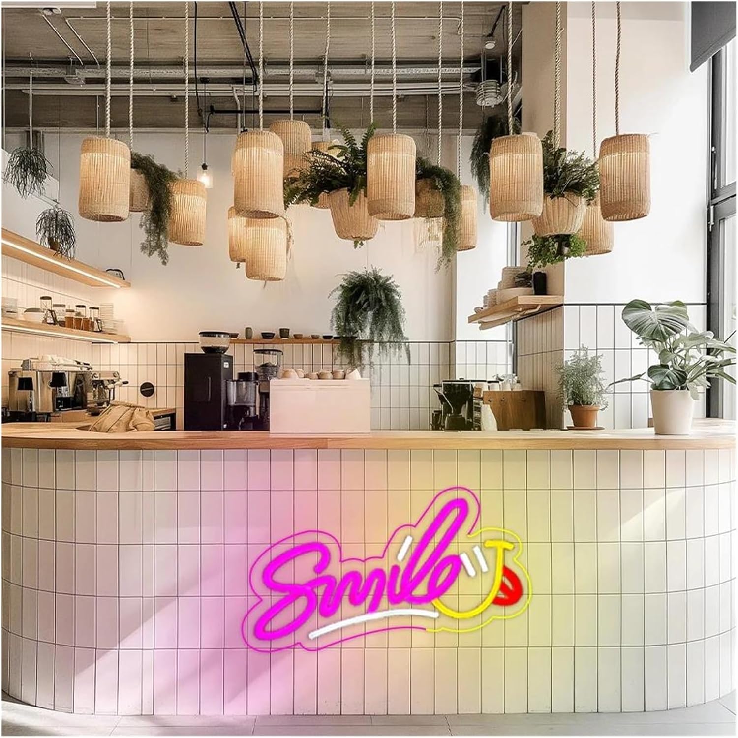 Insegna al per neon con scritta "Smile" e lettere a per LED per addio nubilato, matrimonio, 31 cm x 15,5
