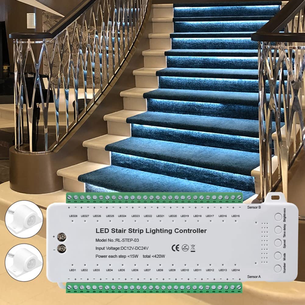 Contrôleur de capteur de mouvement LED d'escalier - Contrôleur à induction - Variateur de bande LED - Contrôleur d'éclairage d'escalier