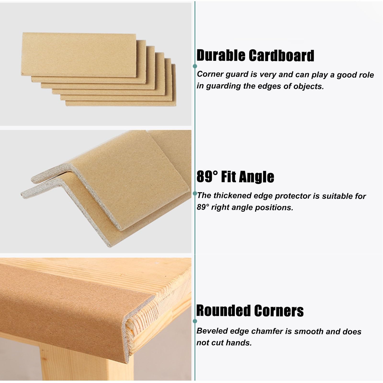 Lot de 100 protections d'angle en carton pour meubles, murs, portes, 6 mm d'épaisseur, papier cadeau pour protéger les coins lors de l'expédition, longueur 1 m
