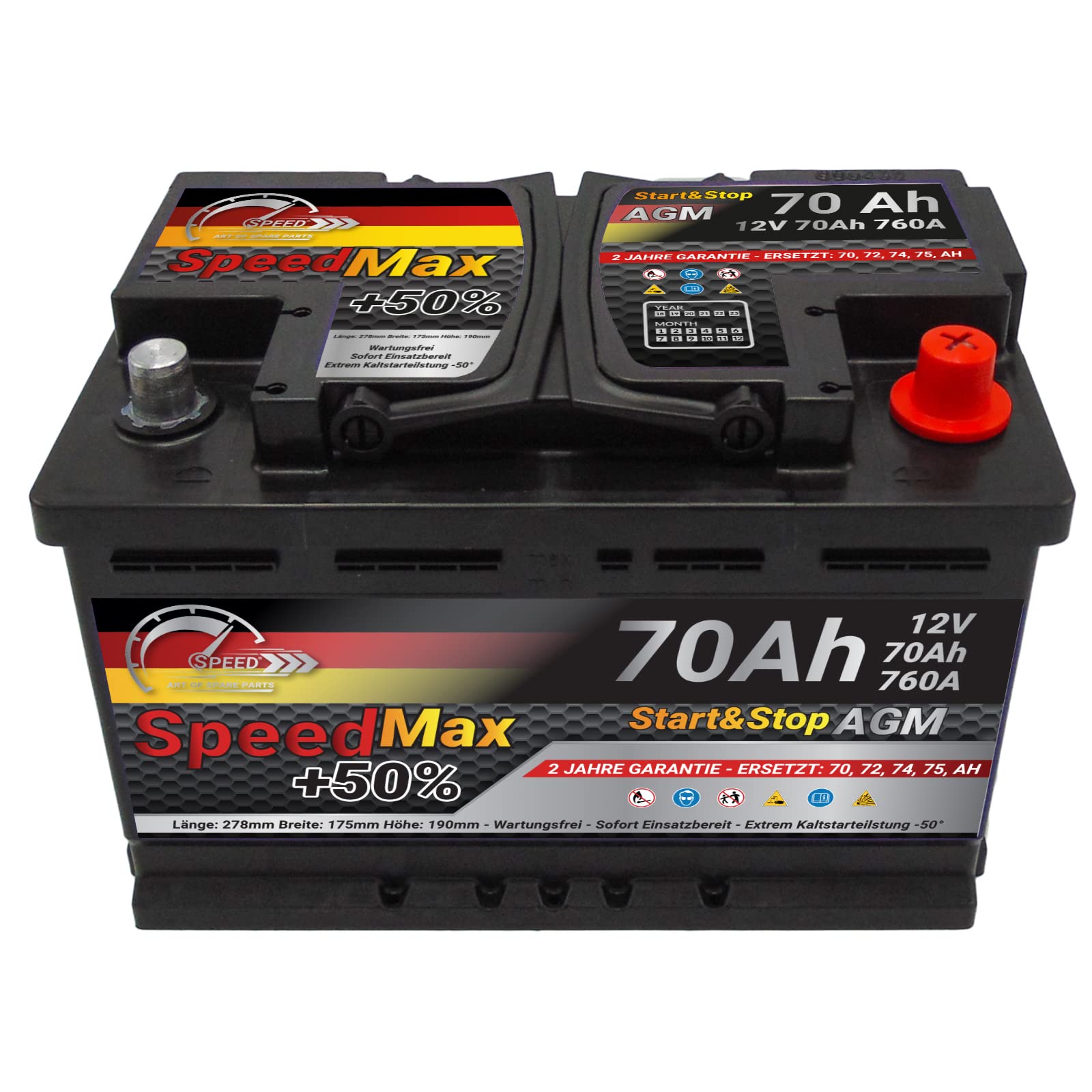Bateria AGM Start&Stop 70Ah 760A 12V L3 Speed Max
