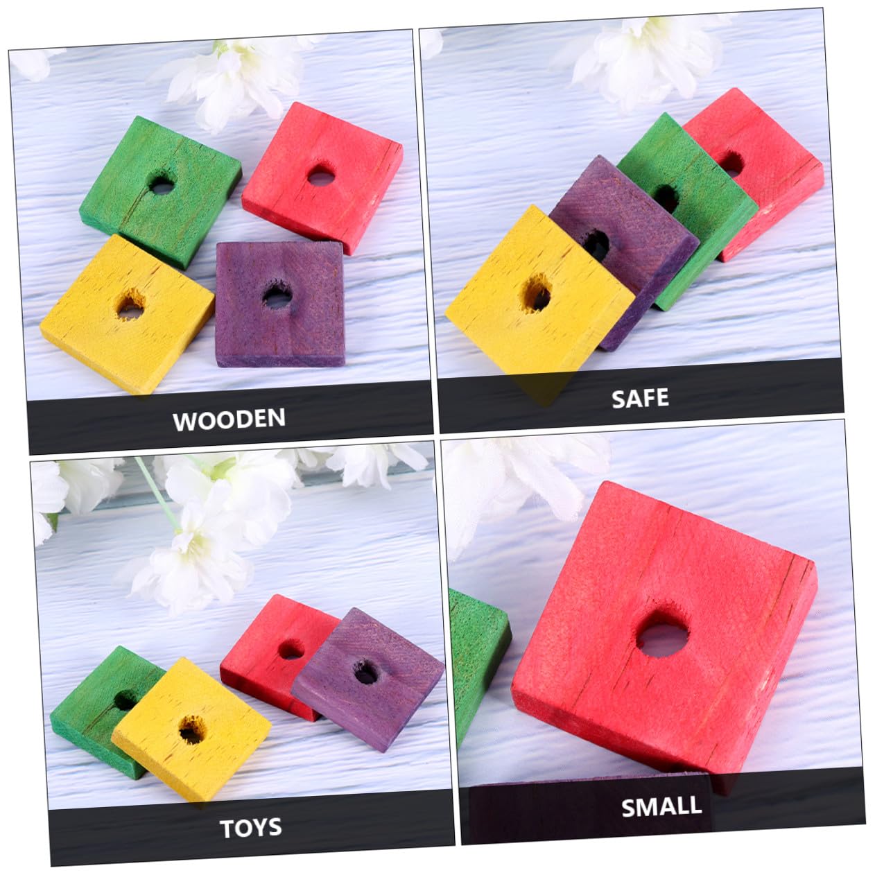 ibasenice 300 Szt. Sztuk Kolorowych Drewnianych Klocków Do Żucia dla Papug Zabawek Do Gryzienia i Pielęgnacji Zębów dla Małych Ptaków Ćwiczeń