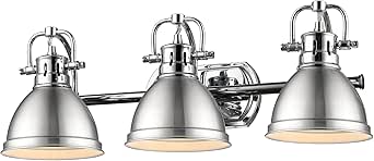 Duncan 3-Light Bath Vanity in Chrome with Pewter