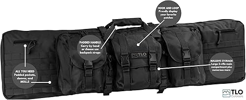 Miniatura 2 de TLO Outdoors Estuche doble para pistola de rifle, bolsa de rango suave, espacio para dos rifles, escopetas y almacenamiento para pistolas, pistolas,