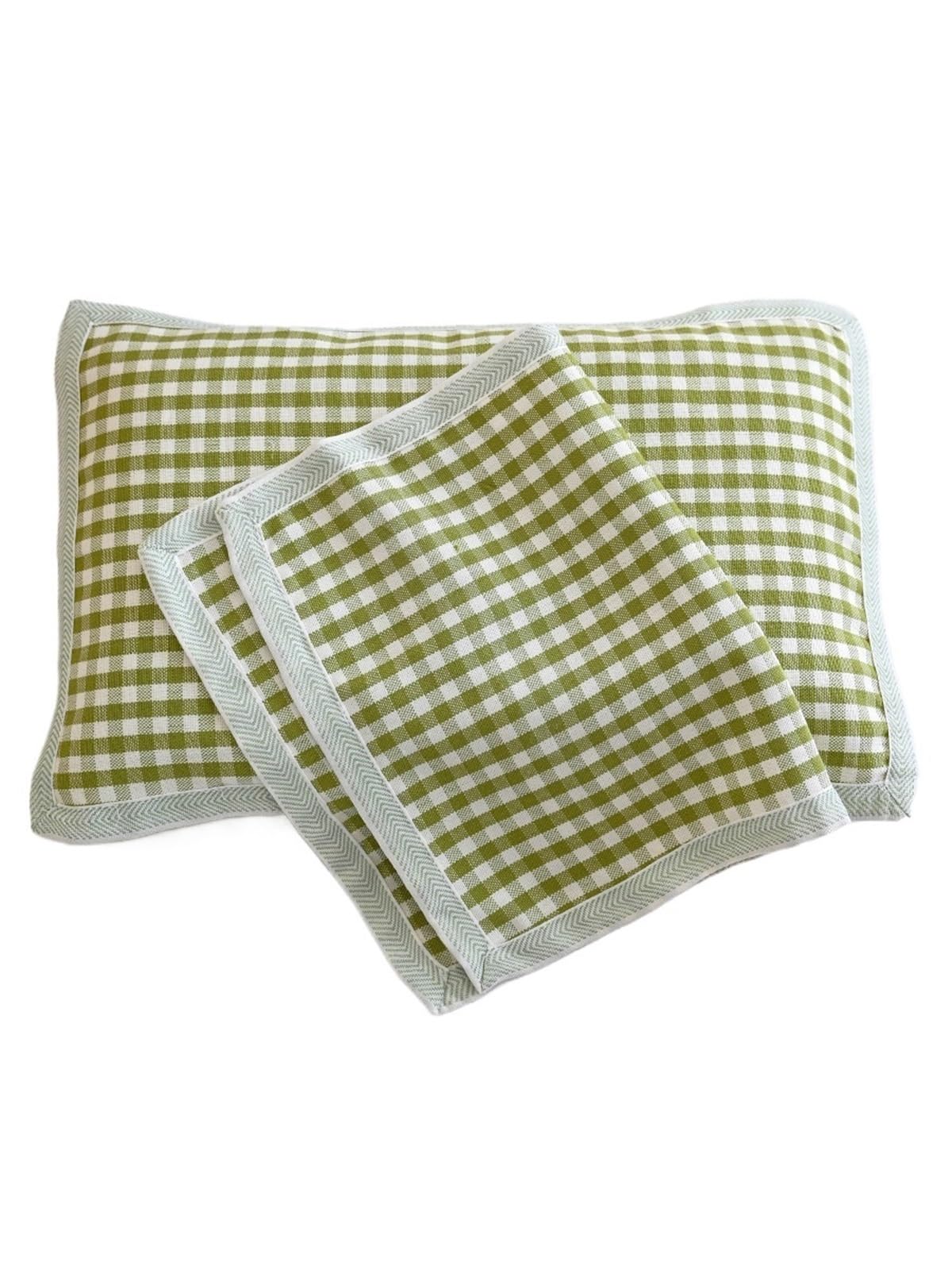 Silk pillowcase Silk Pillow Cover Summer Flax Cooling Pillowcase Infant Adult Ice Comfortable Breathable Fabric(Green)