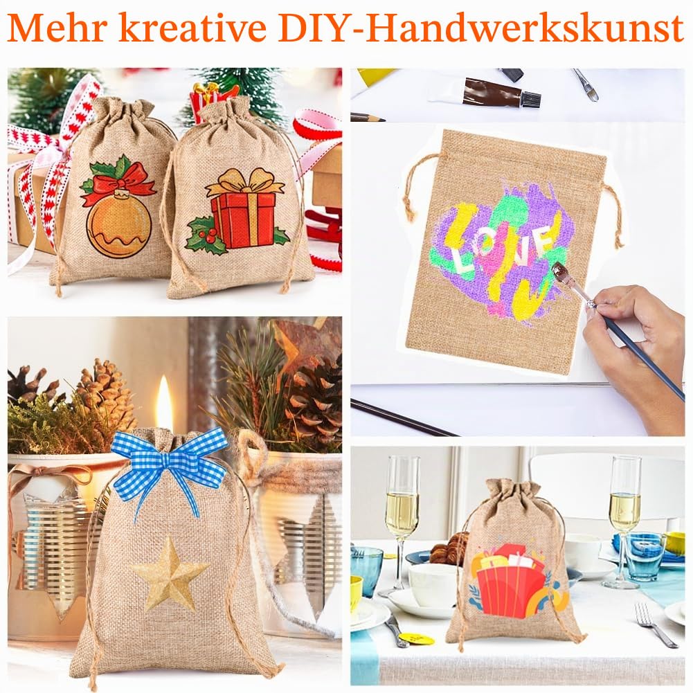 50 Stück Jutesäckchen 20x30cm Geschenktüten Große Jutebeutel Braun