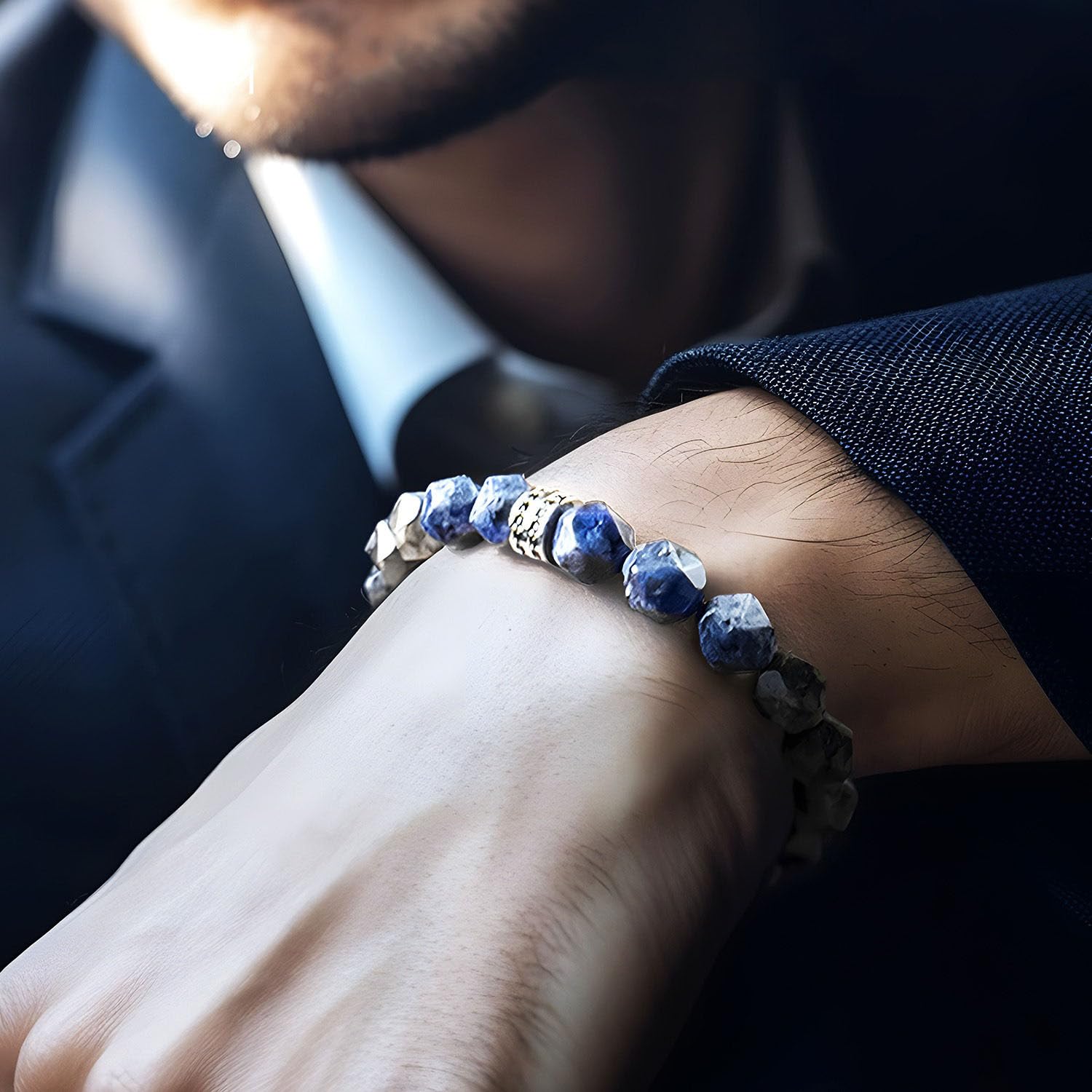 Herren Perlen Armbänder Rauten Heilung Kristall Stein Stretch Starry Night Armband Stress Relief Armbänder