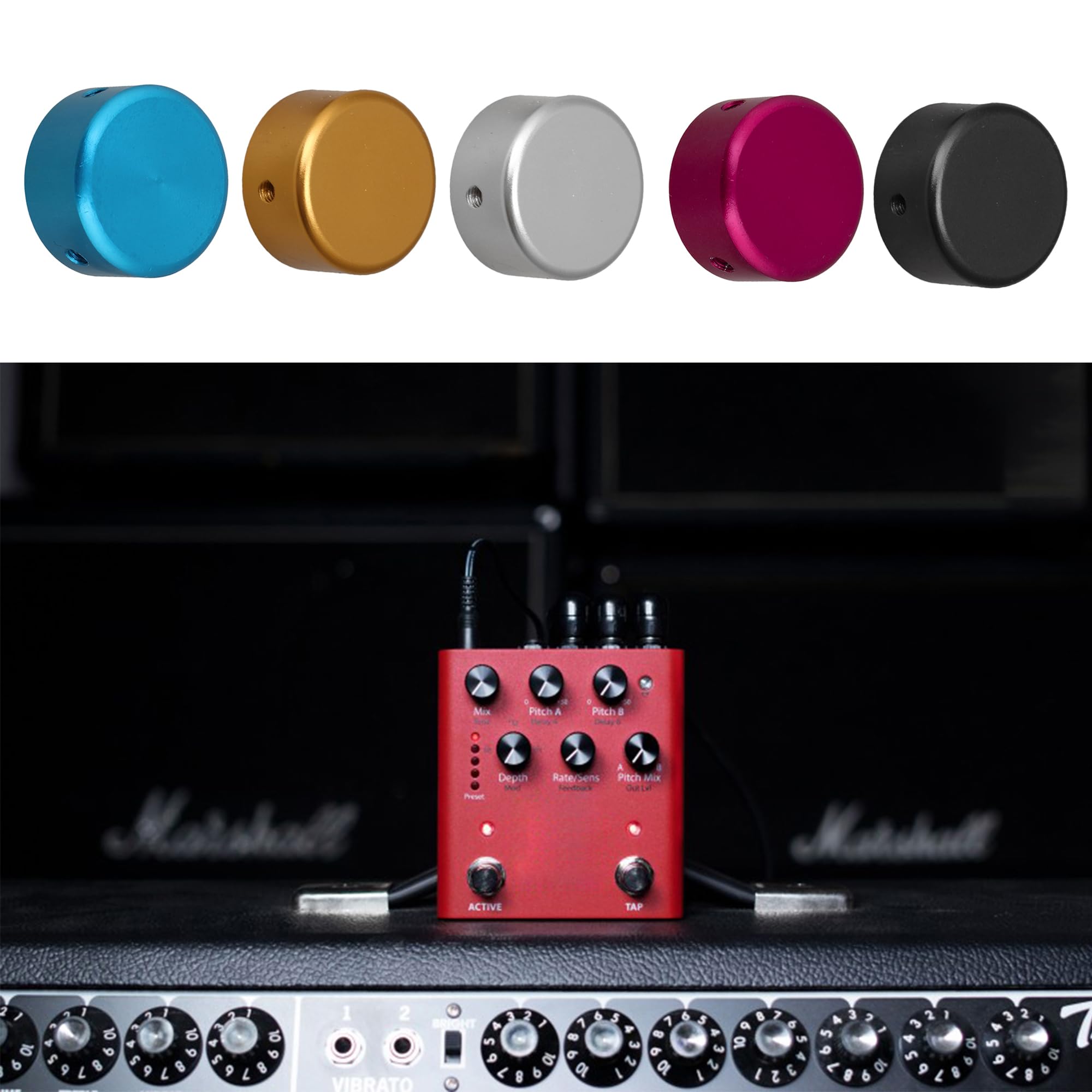 Yibuy 5 Pieces Al Guitar Effect Pedal Footswitch Caps 5 Colors Tool w/Screw 0.9 x 0.4 Inch