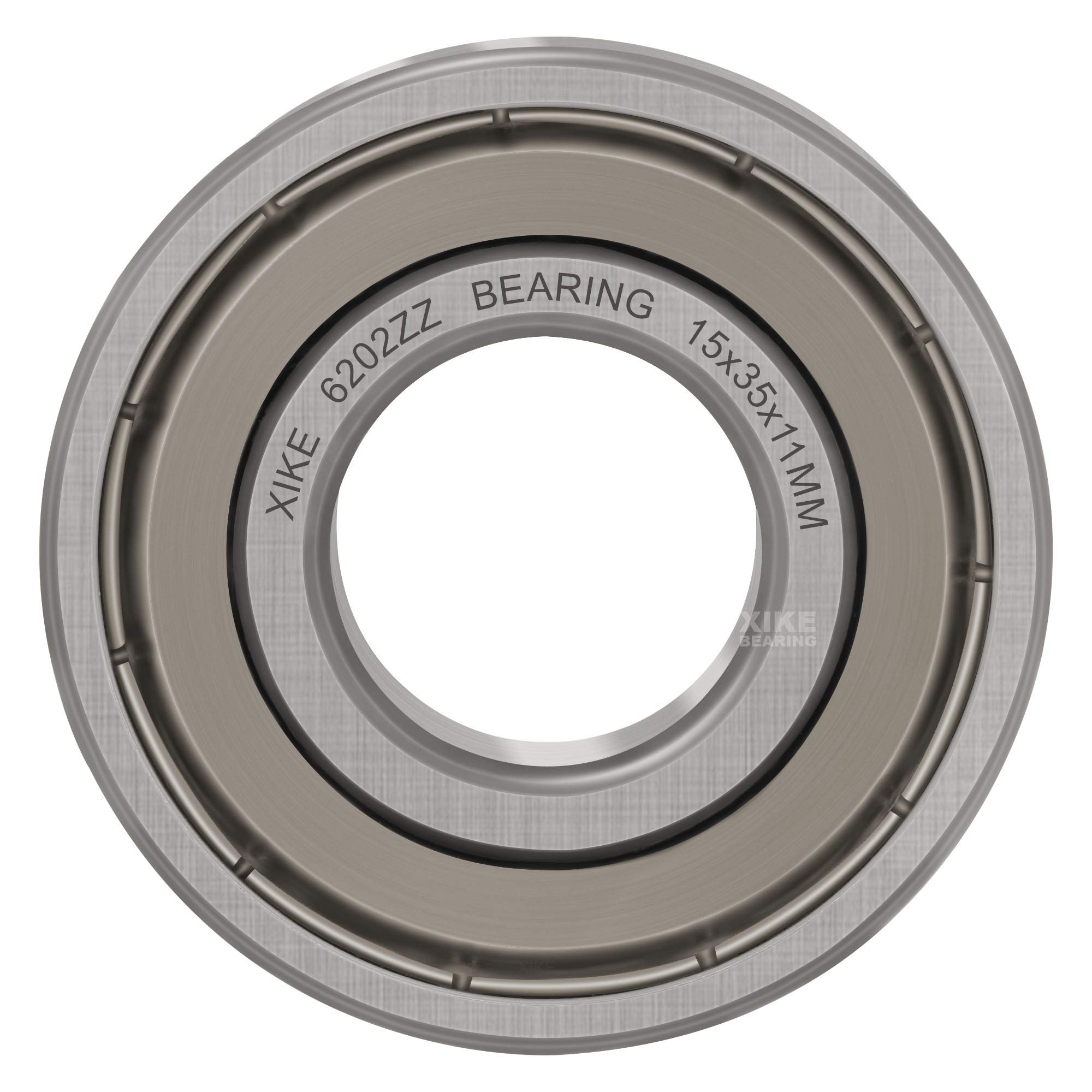 XiKe 6202ZZ Rodamiento de bolas 15x35x11mm, Acero Cromado & Juntas Metálicas, Prelubricado - 10 pzas.