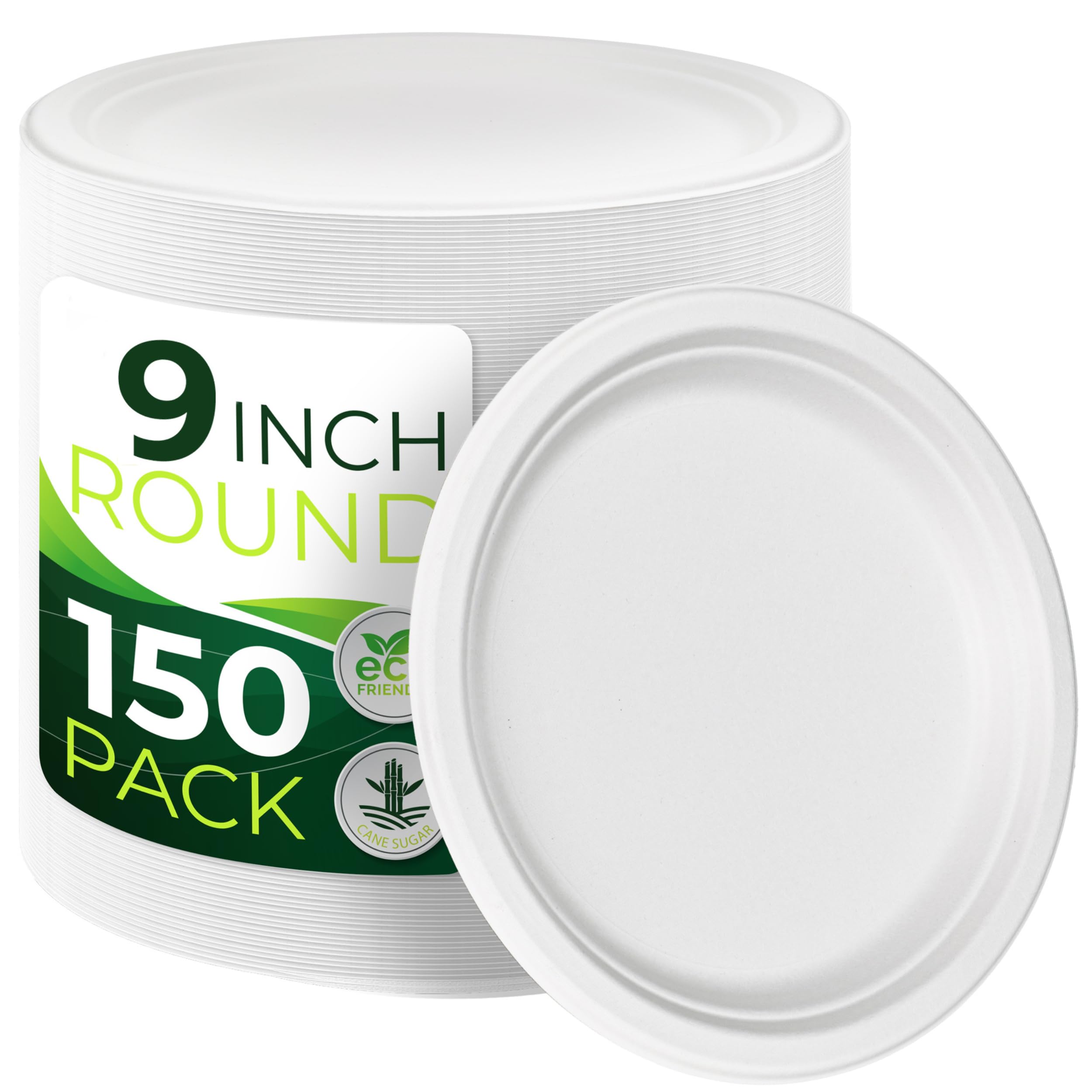 Compostable Plates - 150 Sugarcane Plates -8