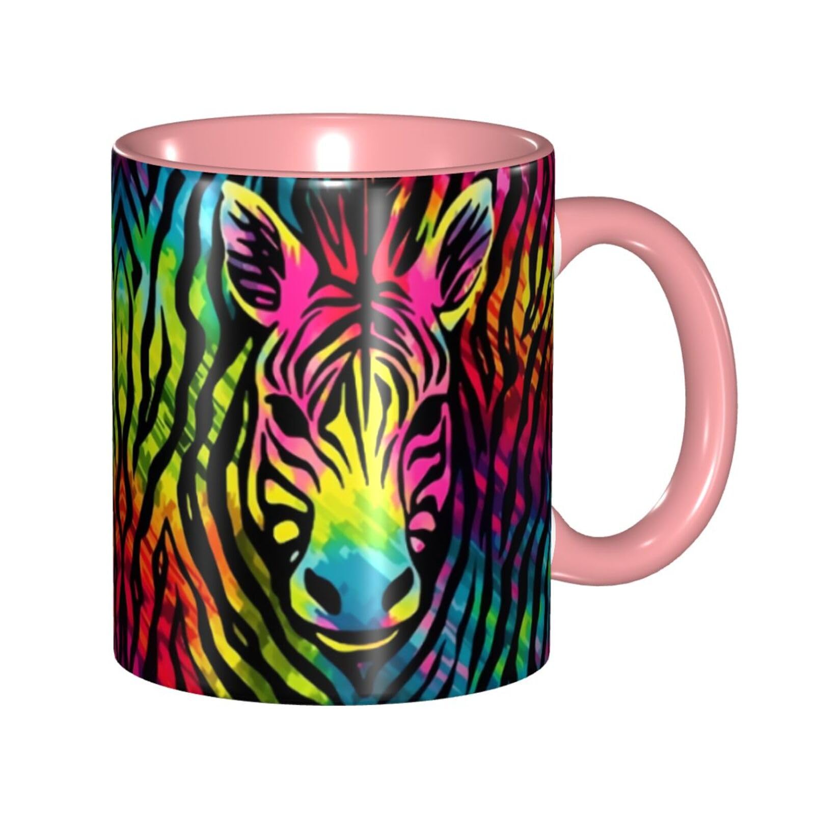 DFEPFKGOKL Cute Colorful Rainbow Zebra Coffee Mug – 11oz Two Tone Color Ceramic Cup, 3D Pattern Double Color Ceramic Mugs, Personalized & Funny Coffee & Tea Drinking Cups Gift