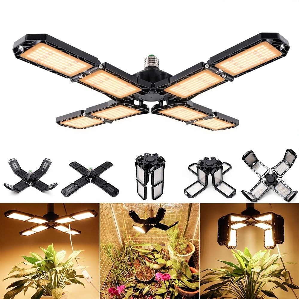 Luce per Piante, 300W 672 LED coltiva la luce pianta Phytolamp spettro completo pieghevole lampadina di crescita for piante da interno fioritura giardino