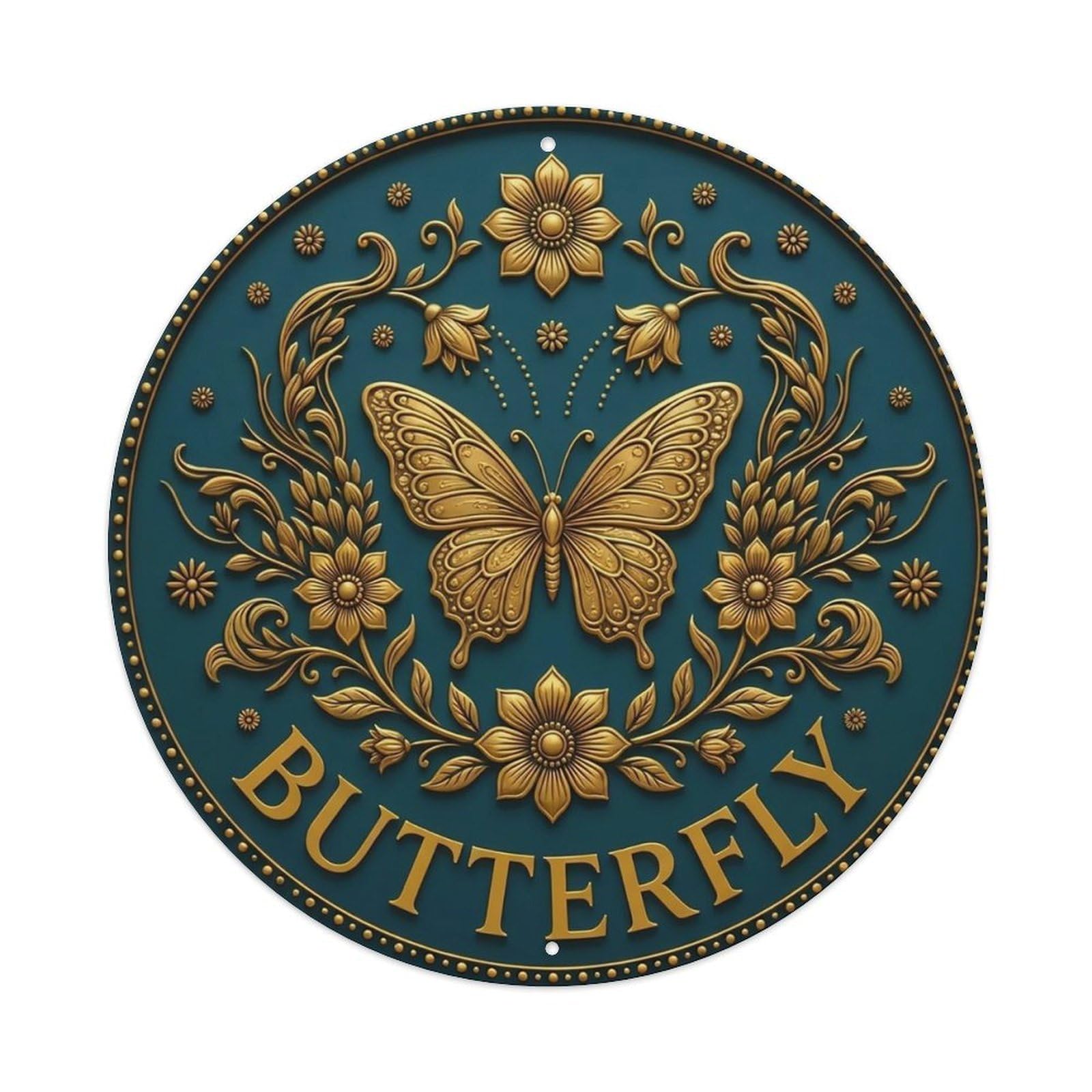 Vintage Butterfly Flower Zen Yoga Metal Tin Sign