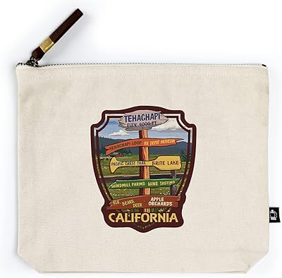 Lantern Press Tehachapi, California, Destination Signpost, Contour (100% Cotton Canvas Travel Accessory Go Bag)