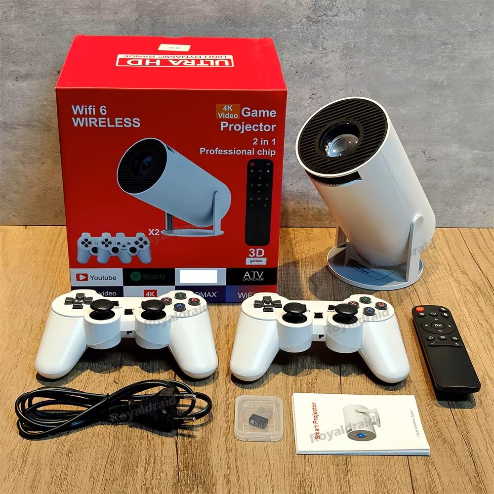 Proiettore Console Da Gioco Portatile Cookaka: Full HD Con 20000+ Giochi Retro E 2 Gamepad WiFi Bluetooth - 4