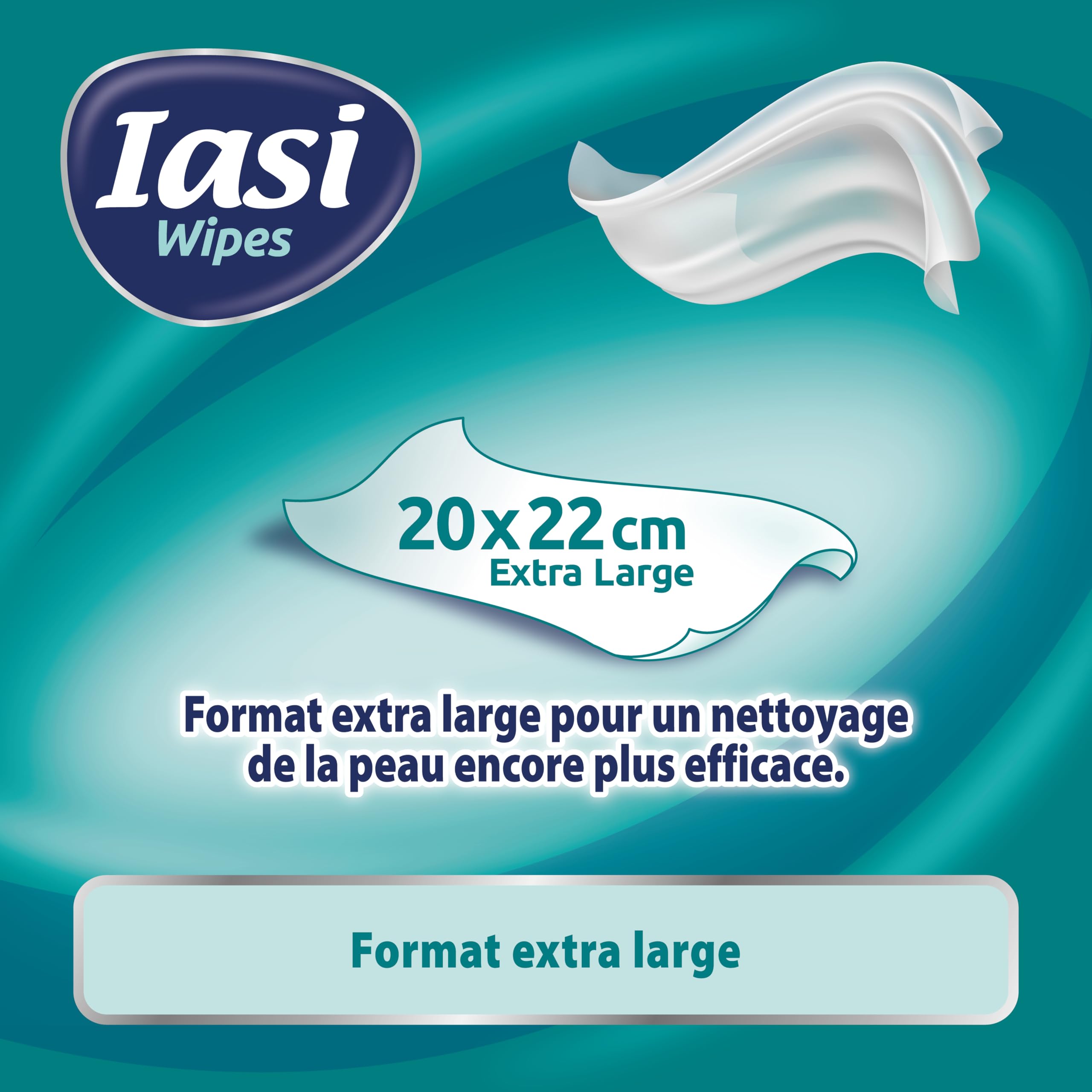 IASI Lingettes humides XL pour adultes, rétablissent le pH naturel de la peau, l'hygiène intime et corporelle, sans rinçage, 54 unités