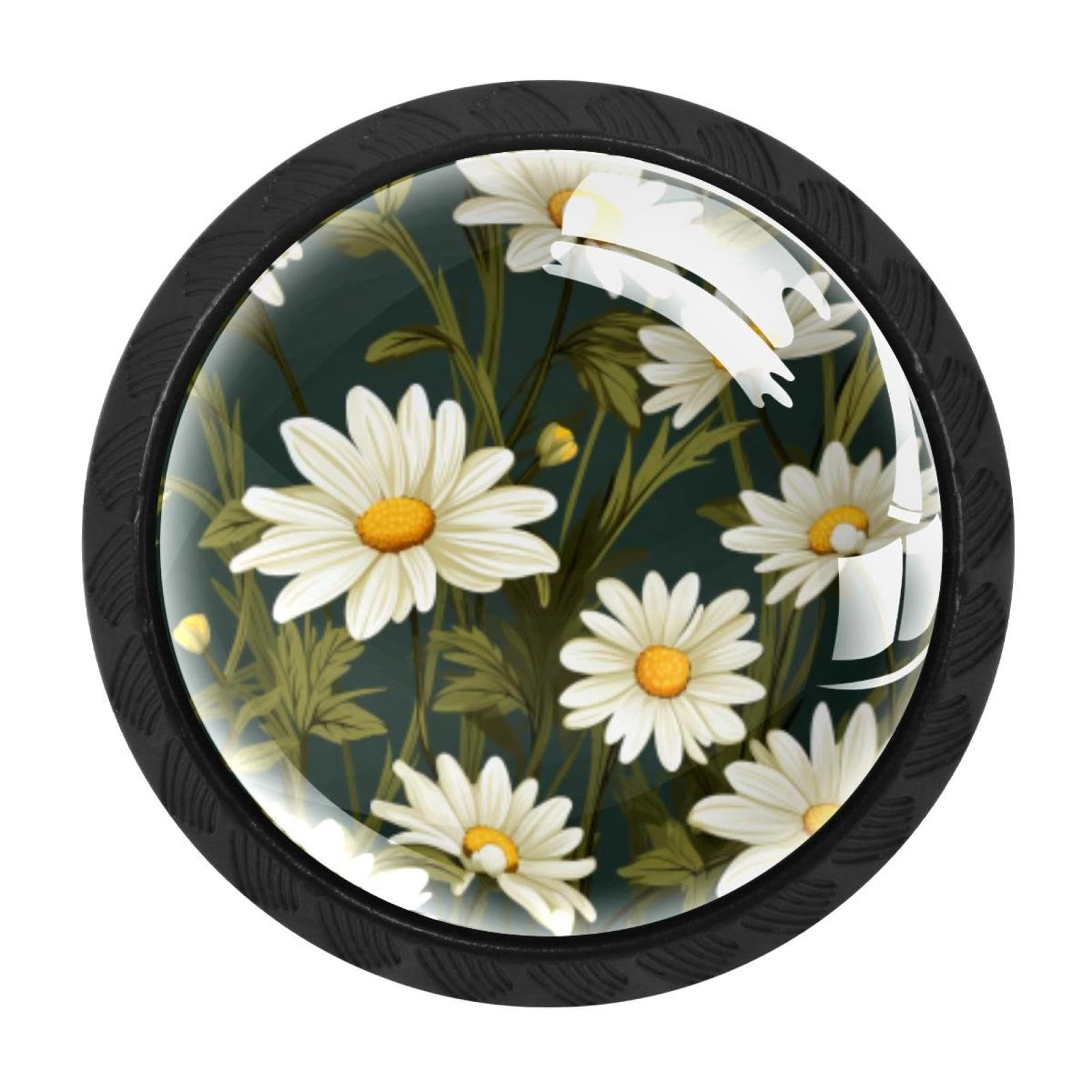 CHENZZZZ 4 Pieces Dresser Knobs Daisy Drawer knobs Cabinet Knobs Pull Handles for Home Kitchen Office