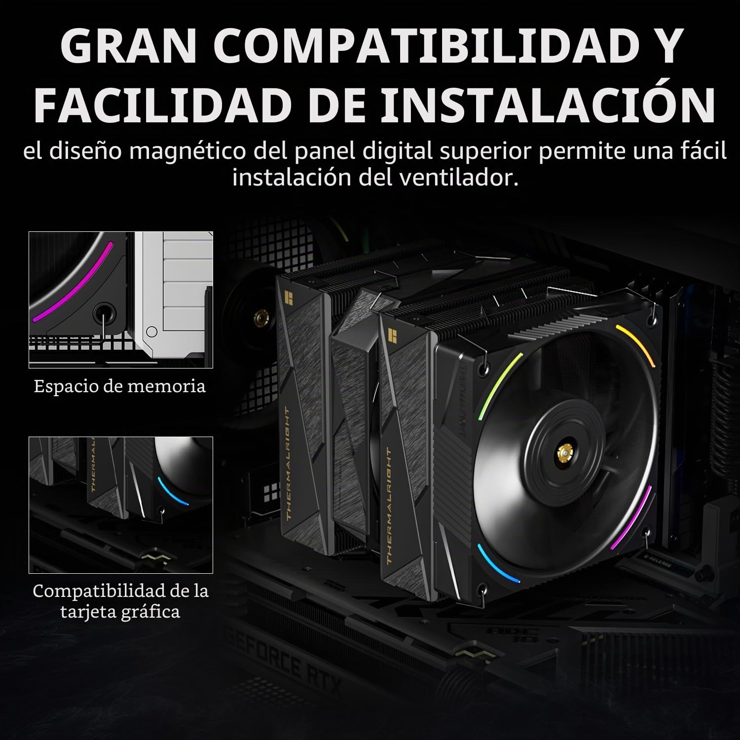 TR -Royal Pretor 130 Ultra Black CPU Cooler, 7 Heatpipes disipador de calor CPU refrigeración de CPU negro cepillado cubierta superior para Intel LGA115X/2011/1700/1851, plataformas AM4/AM5, torres