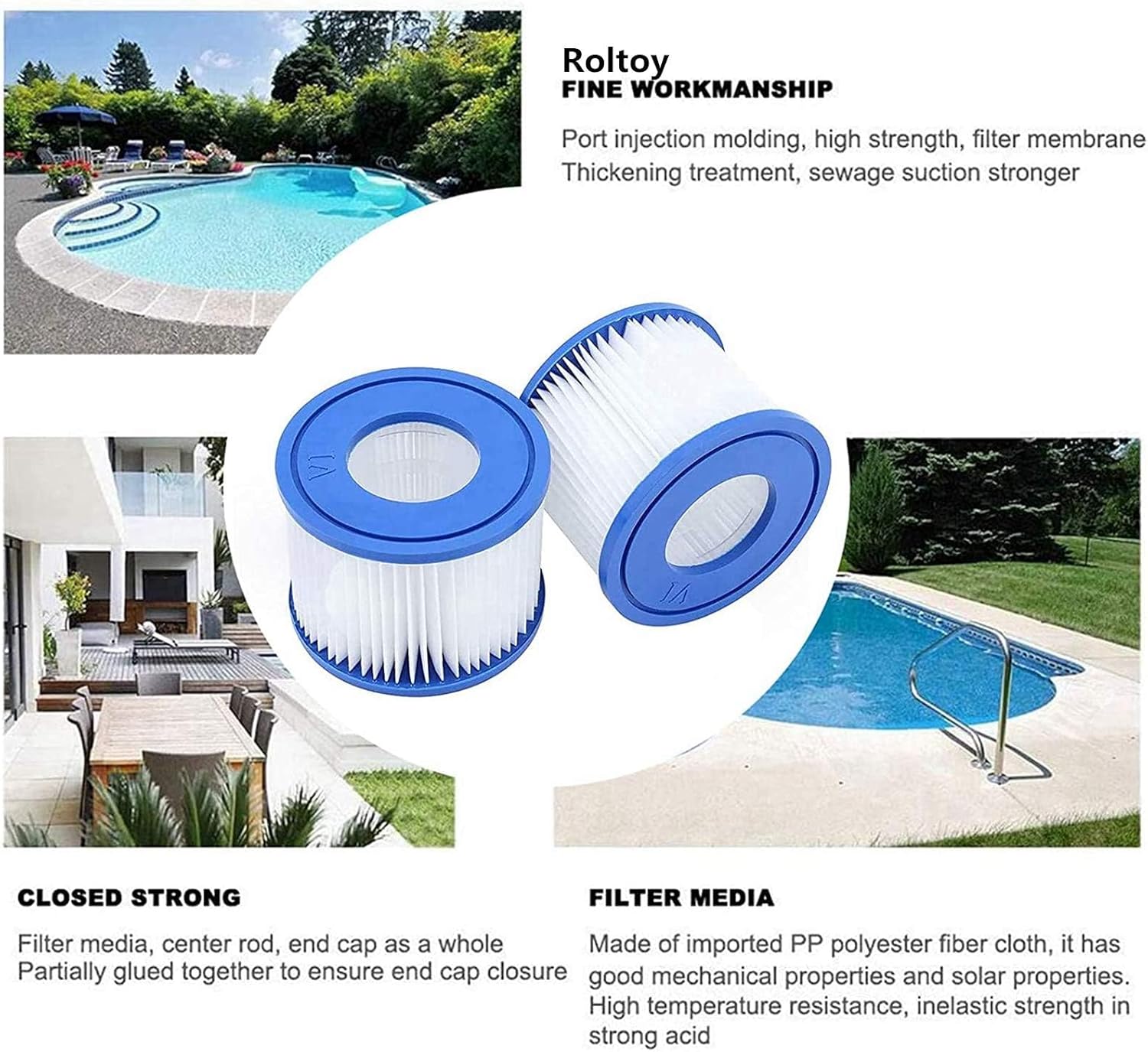 Pool Filter VI for Saluspa Spa Filter Pump Replacement Cartridge Type VI, Hot tub Filters VI for Lay-Z-Spa, for Coleman SaluSpa Filters 90352E Swimming Pool Filter (12 pcs)