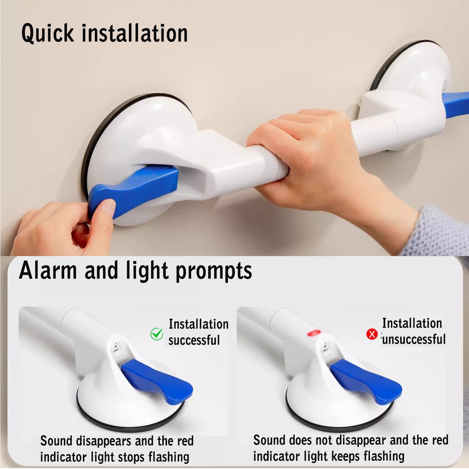 montado en la Pared Barras de Apoyo for el baño, Barras de Seguridad con Ventosa, ayudas for Sentarse y levantarse, aptas for Personas Mayores y niños.