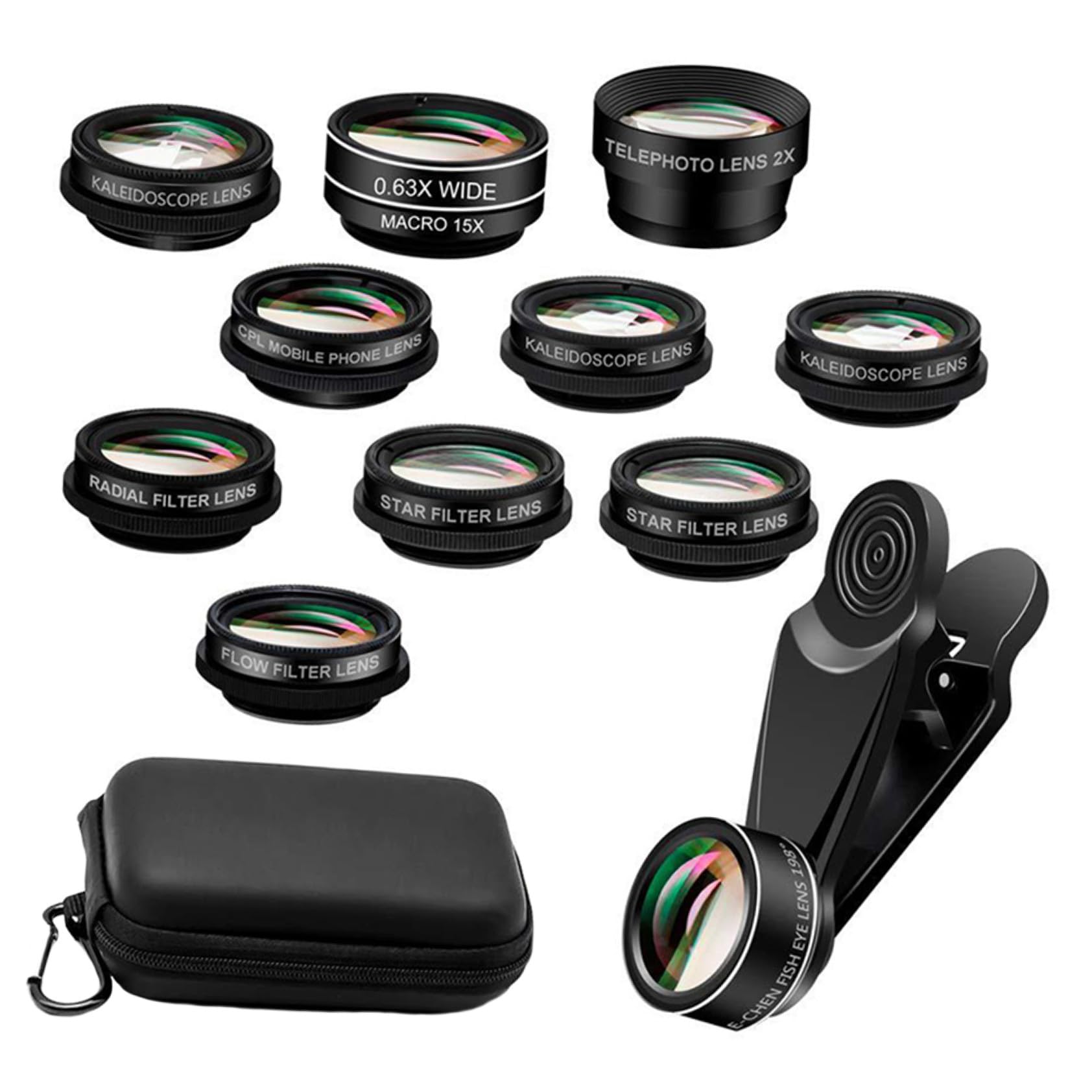 ifundom 2juegos Lentes De Fotografía para Teléfonos Móviles Lente Gran Angular y Macro Compatible Dispositivos Incluye Clip y Funda De Almacenamiento